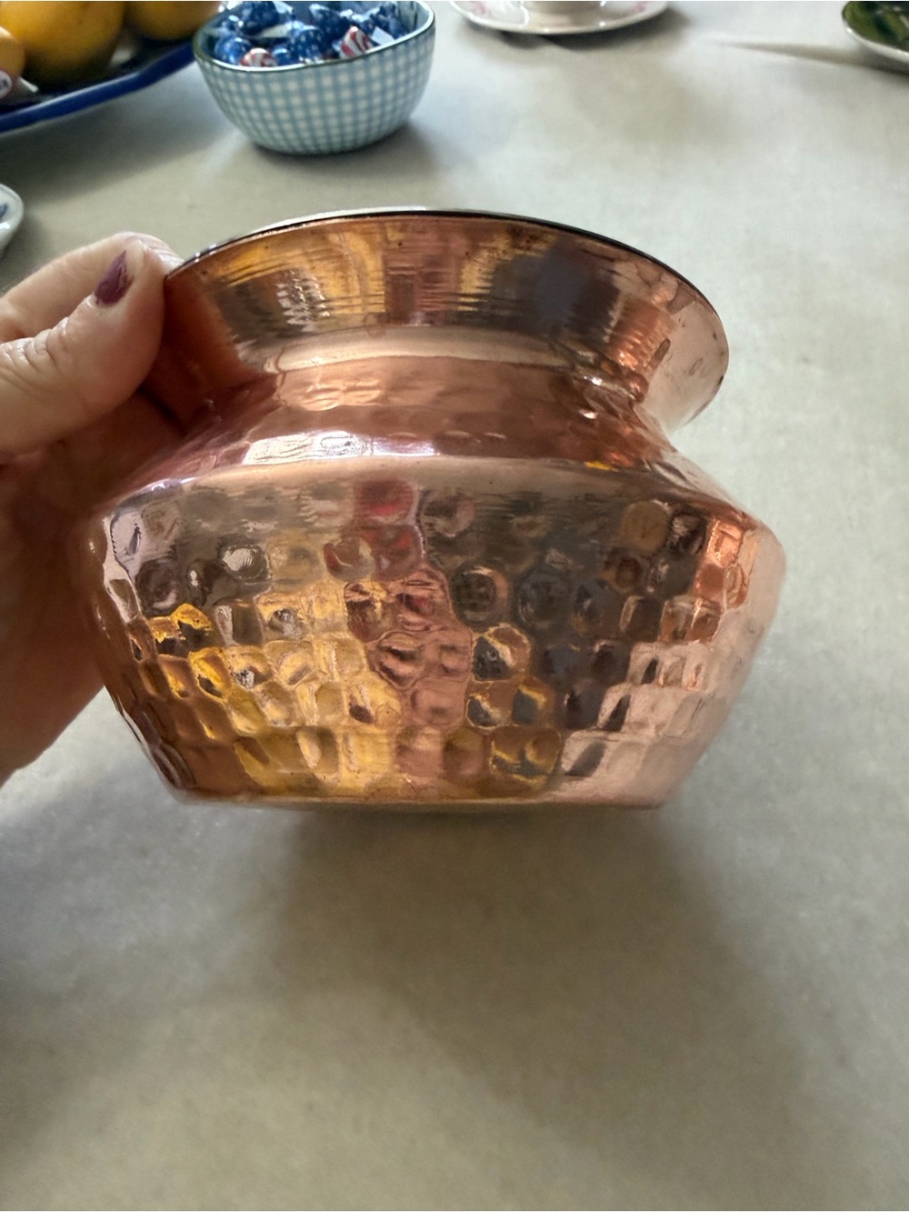 Hammered Copper Decorative Bowl - Warm Metallic Finish
